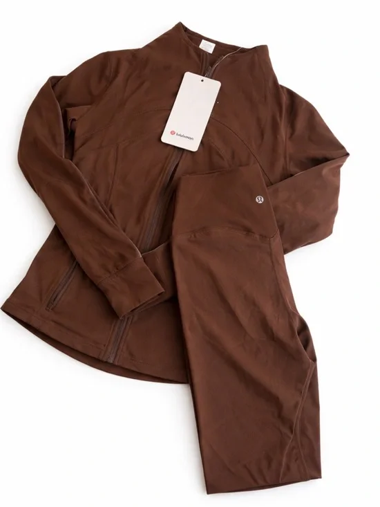 Lululemon Brown Athletic Jacket & Leggings Set - Picture 1 of 3